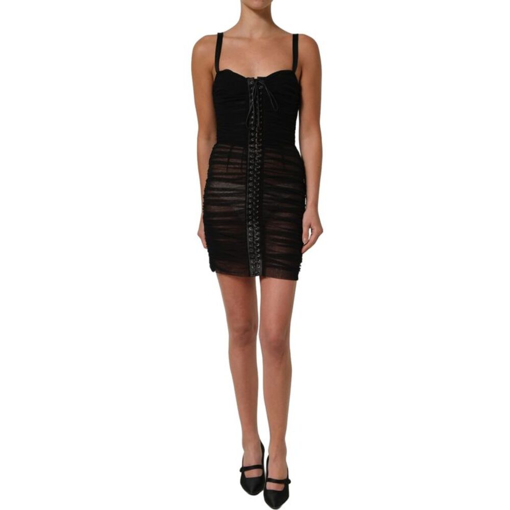 Dolce & Gabbana Black Bodycon Fitted Corset Style Mini Women's Dress